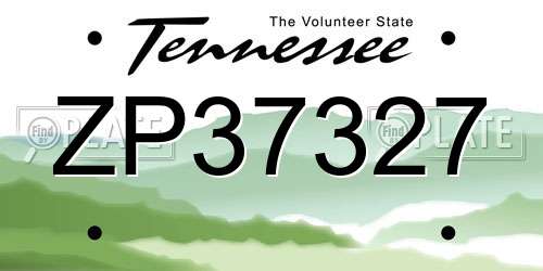 ZP37327 Tennessee License Plate