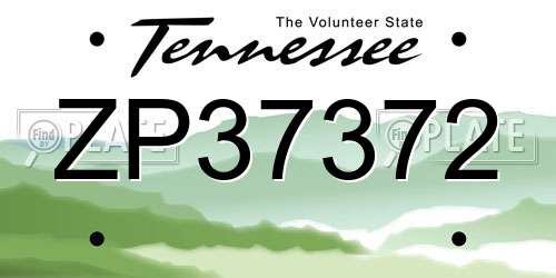 ZP37372 Tennessee License Plate