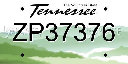 ZP37376 Tennessee License Plate