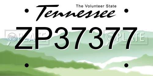 ZP37377 Tennessee License Plate