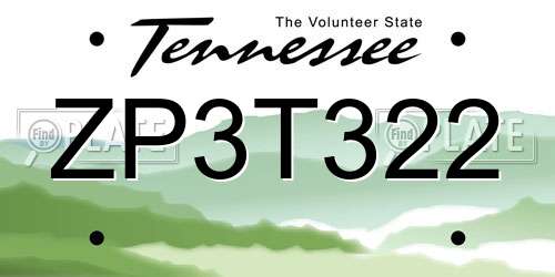 ZP3T322 Tennessee License Plate