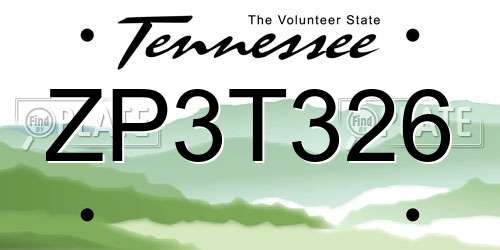 ZP3T326 Tennessee License Plate