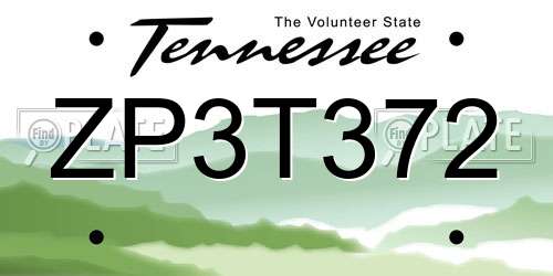 ZP3T372 Tennessee License Plate