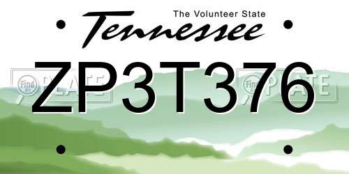 ZP3T376 Tennessee License Plate