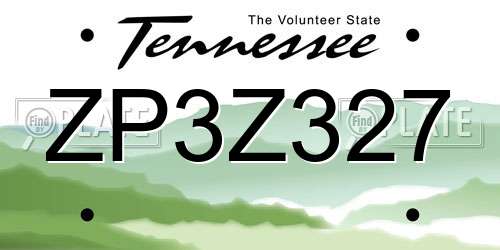 ZP3Z327 Tennessee License Plate