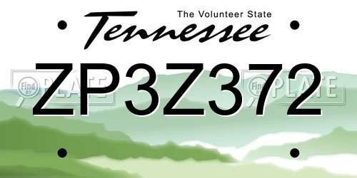 ZP3Z372 Tennessee License Plate