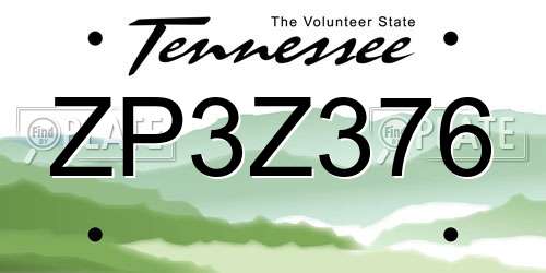 ZP3Z376 Tennessee License Plate