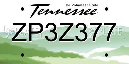 ZP3Z377 Tennessee License Plate