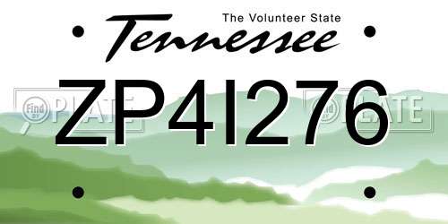 ZP4I276 Tennessee License Plate