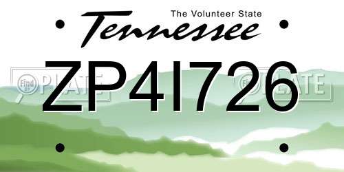 ZP4I726 Tennessee License Plate