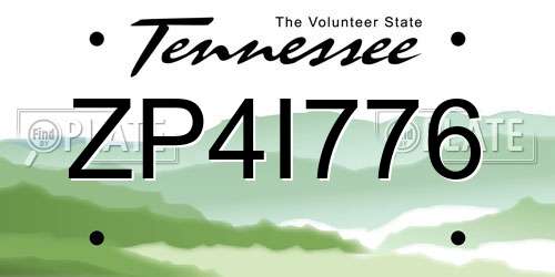 ZP4I776 Tennessee License Plate