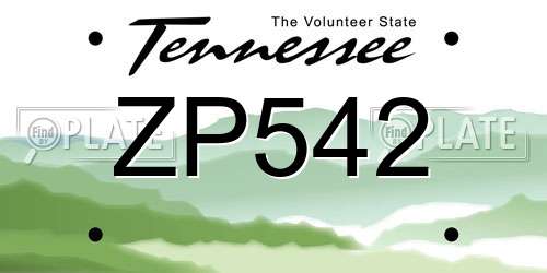 ZP542 Tennessee License Plate