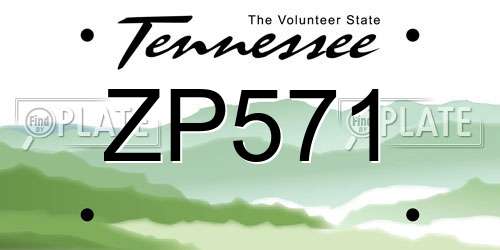 ZP571 Tennessee License Plate