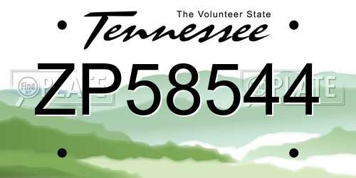 ZP58544 Tennessee License Plate