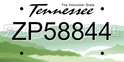 ZP58844 Tennessee License Plate