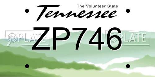 ZP746 Tennessee License Plate