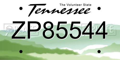 ZP85544 Tennessee License Plate