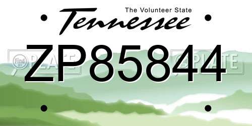 ZP85844 Tennessee License Plate