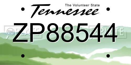ZP88544 Tennessee License Plate