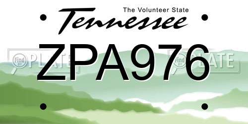 ZPA976 Tennessee License Plate
