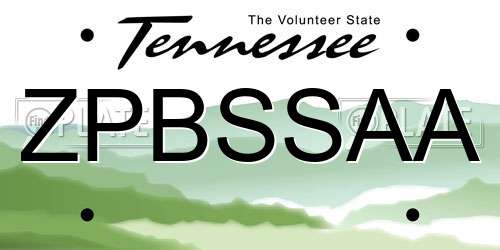ZPBSSAA Tennessee License Plate
