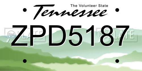 ZPD5187 Tennessee License Plate