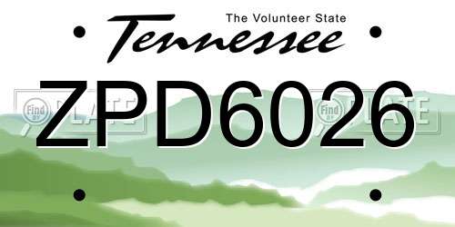ZPD6026 Tennessee License Plate