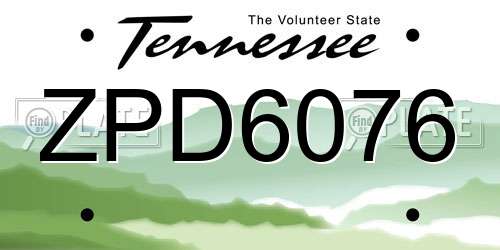 ZPD6076 Tennessee License Plate