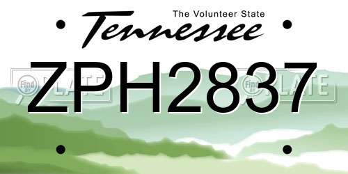 ZPH2837 Tennessee License Plate