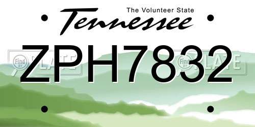 ZPH7832 Tennessee License Plate