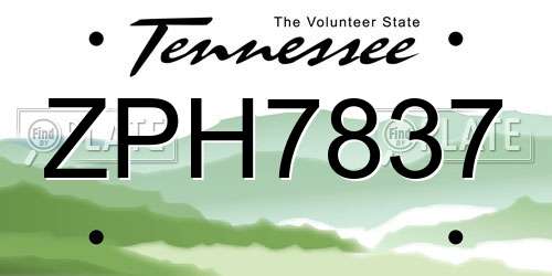 ZPH7837 Tennessee License Plate