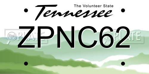 ZPNC62 Tennessee License Plate