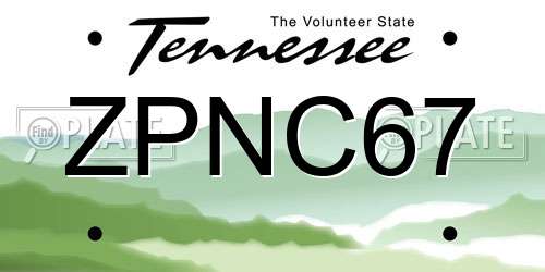 ZPNC67 Tennessee License Plate