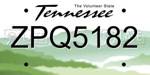 ZPQ5182 Tennessee License Plate