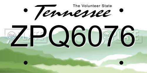 ZPQ6076 Tennessee License Plate