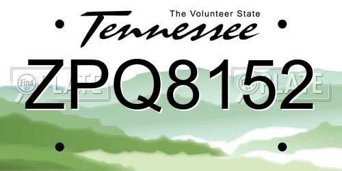 ZPQ8152 Tennessee License Plate