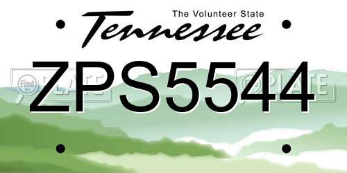 ZPS5544 Tennessee License Plate