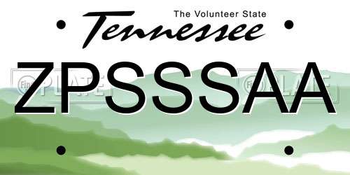 ZPSSSAA Tennessee License Plate