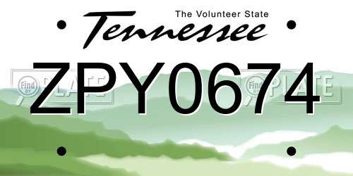 ZPY0674 Tennessee License Plate