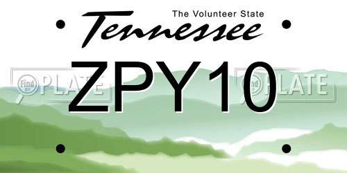 ZPY10 Tennessee License Plate