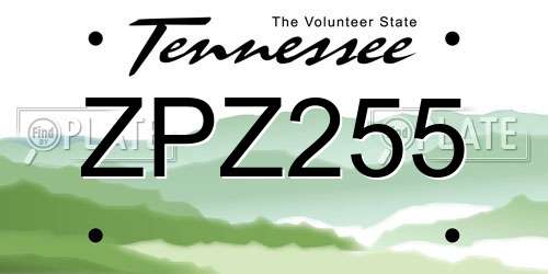 ZPZ255 Tennessee License Plate