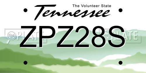 ZPZ28S Tennessee License Plate