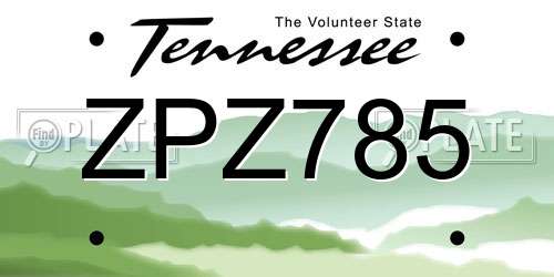 ZPZ785 Tennessee License Plate