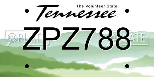ZPZ788 Tennessee License Plate