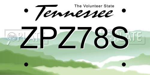 ZPZ78S Tennessee License Plate