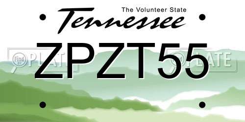 ZPZT55 Tennessee License Plate