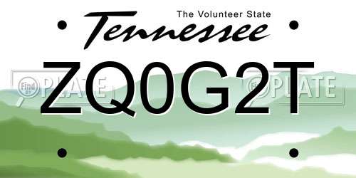 ZQ0G2T Tennessee License Plate