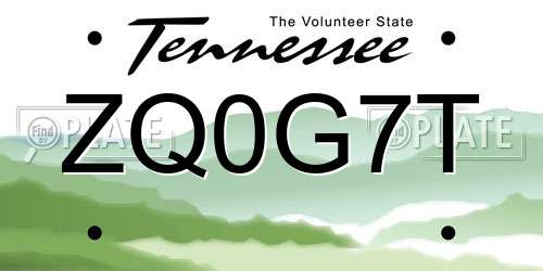 ZQ0G7T Tennessee License Plate