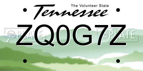 ZQ0G7Z Tennessee License Plate