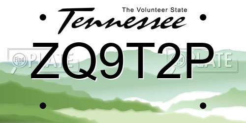 ZQ9T2P Tennessee License Plate